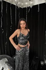 Chemisier Degaje à bretelles argentées en gros