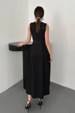 Toptan Siyah Kolevi Dantelli Elbise