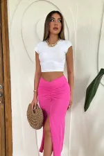 Jupe fendue fuchsia en gros