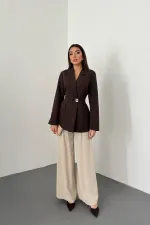 Veste blazer marron cintrée en gros