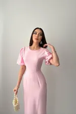 Wholesale Pink Balloon Sleeve Dress
