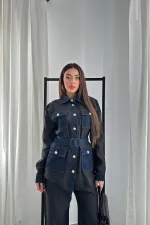 Ensemble chemise et pantalon à poches noires garnies en gros