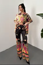 Toptan Sarı Gömlek Ve Desenli Pantolon Takım