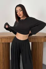 Toptan Siyah Uzun Kollu Alt Üst Takım