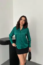 Toptan Zümrüt Saten Gömlek