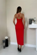 Robe dos nu rouge en gros