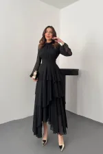 Toptan Siyah Bel Detaylı Elbise