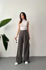 Pantalon confort plissé fumé en gros