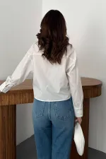 Chemise en popeline blanche avec poche fléchée, vente en gros