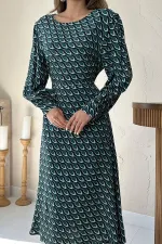 Robe verte fluide à motifs en gros