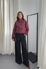 veste courte bordeaux à col montant en gros