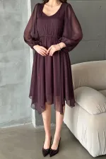Robe asymétrique prune scintillante en gros