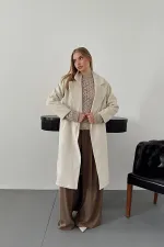 Manteau long écru en gros