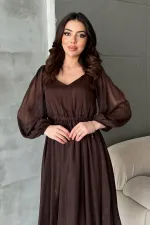 Wholesale Brown Shimmering Asymmetrical Dress