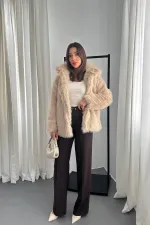 Manteau de fourrure beige en gros