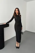 Toptan Siyah Sırt Dekolteli Elbise