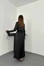 Toptan Siyah Biyeli Gömlek Ve Etek Takım