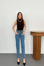 Toptan Mavi Boru Paça Jeans Pantolon