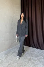 Pantalon anthracite avec cordon de serrage à la taille en gros