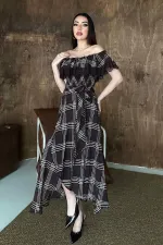 Robe en dentelle à carreaux marron en gros