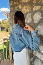 Toptan Mavi Korse Detaylı Kot Ceket