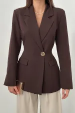 Veste blazer marron cintrée en gros