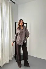 Chemise décontractée à rayures marron en gros