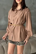 Toptan Camel Kemer Detaylı Modal Gömlek