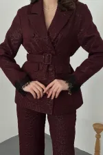Toptan Bordo Kolları Dantelli Takım