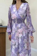 Robe en mousseline de soie Gipel lilas en gros
