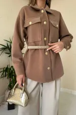 Wholesale Camel Stamp Gold Buttoned Shirt