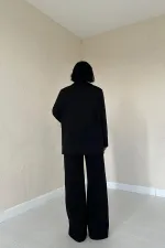 Ensemble veste et pantalon confort noir à 3 fils en gros