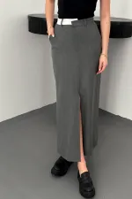 Jupe en polyviscon garnie à carreaux gris en gros