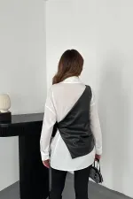 Toptan Beyaz Yandan Bağlamalı Yelek Gömlek