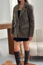 Veste en laine léopard en gros