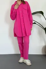 Ensemble chemise et pantalon délavés fuchsia en gros