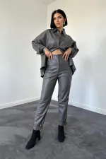 Ensemble chemise et pantalon en cuir fumé en gros