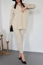 Ensemble chemise et pantalon beige délavé en gros