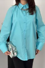 Toptan Mavi Poplin Gömlek