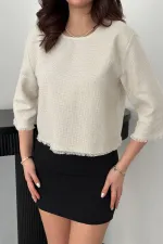 Chemisier blanc à pompons en gros