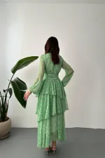 Robe verte détaillée à la taille en gros