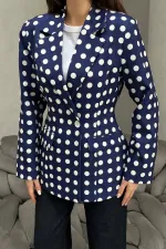 Veste blazer bleu marine à pois en gros