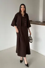 Toptan Kahverengi Askılı Elbise Ve Gömlek
