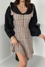 Robe en popeline à bordure en forme de tuile en gros