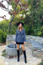 Veste fumée en gros avec rabat de poche et ceinture