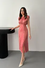 Robe Helen fendue avec jupe poudreuse en gros