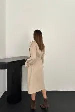 Toptan Bej Reglan Kollu Süet Trençkot