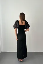 Robe à manches brodées noires en gros