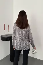 Toptan Gri Işıltılı Garni Gömlek