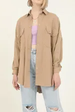 Chemises à poches camel en gros